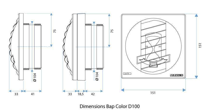 dimension bouche bapcolor D100mm aldes