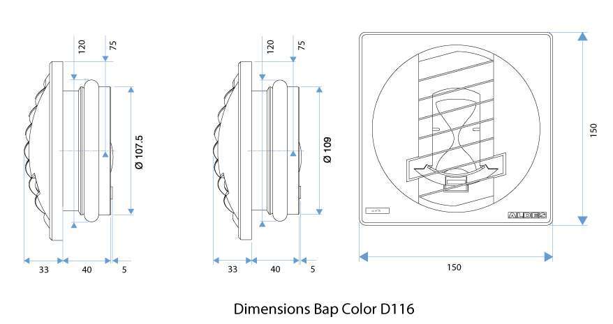 dimension bouche bapcolor D116mm aldes