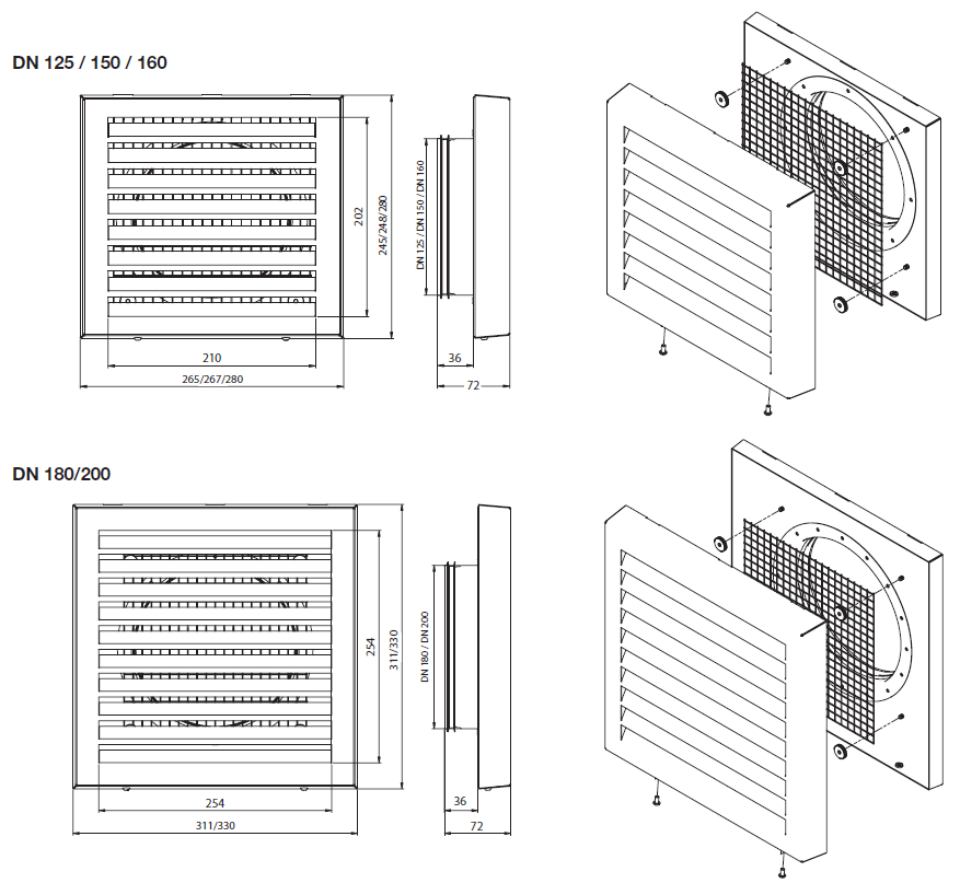 zehnder grille design inox saillie dimensions